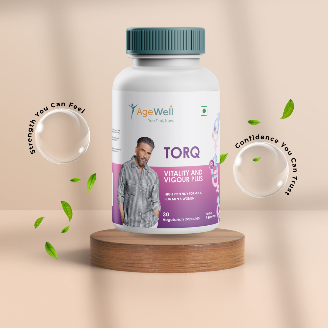 AgeWell Torq Safed Musli Capsule for Men and Women | Natural Energy, Immunity Boost, Stamina & Stress Relief | Shatavari, Ashwagandha & Herbals Enhances Performance & Body Strength | 30 Capsules