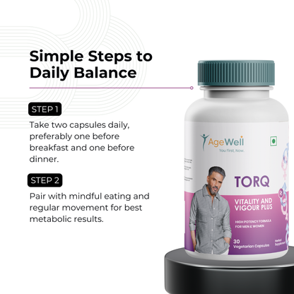 AgeWell Torq Safed Musli Capsule for Men and Women | Natural Energy, Immunity Boost, Stamina & Stress Relief | Shatavari, Ashwagandha & Herbals Enhances Performance & Body Strength | 30 Capsules