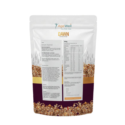 DAWN Rakthashali Breakfast Cereal for Adults 40+ | Ancient Kerala Red Rice Flakes with Dry Fruits, Almonds & Seeds | No Added Sugar | High Fibre Morning Wellness Mix | 500g
