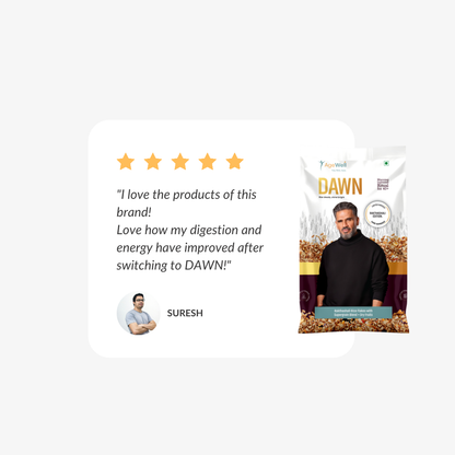 DAWN Rakthashali Breakfast Cereal for Adults 40+ | Ancient Kerala Red Rice Flakes with Dry Fruits, Almonds & Seeds | No Added Sugar | High Fibre Morning Wellness Mix | 500g